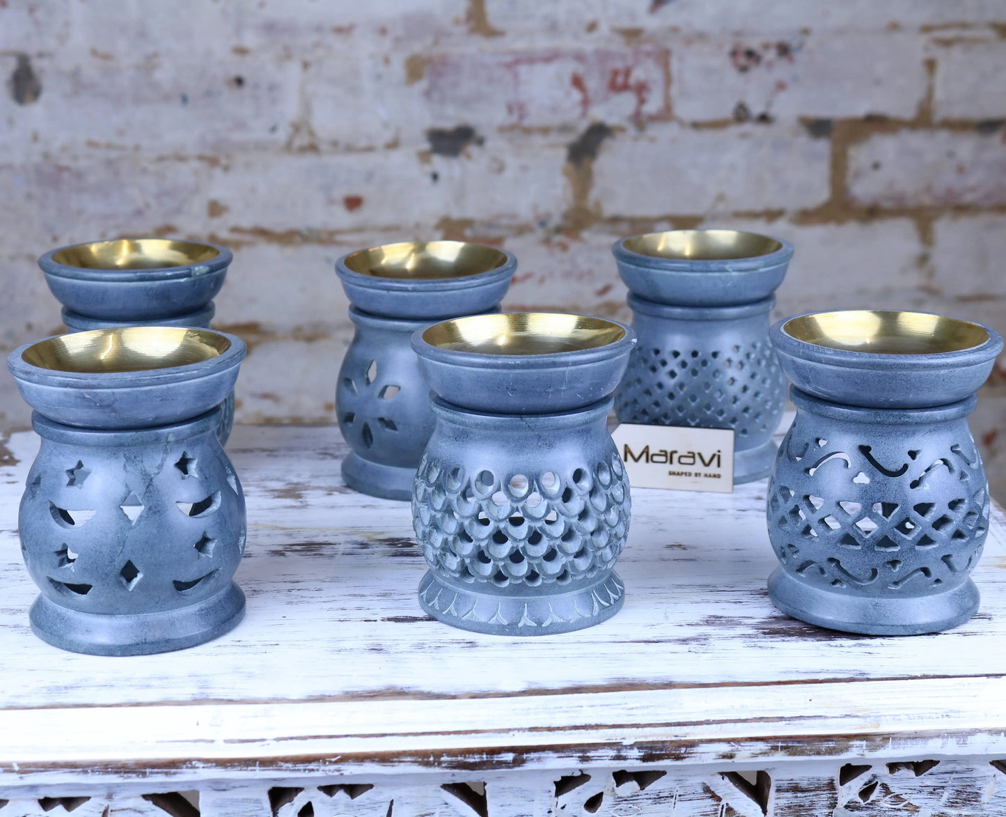 Nokari Grey Carved Oil Burner