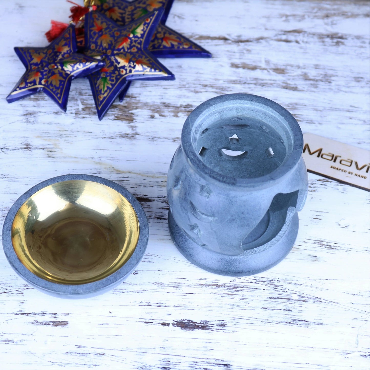 Nokari Grey Carved Oil Burner