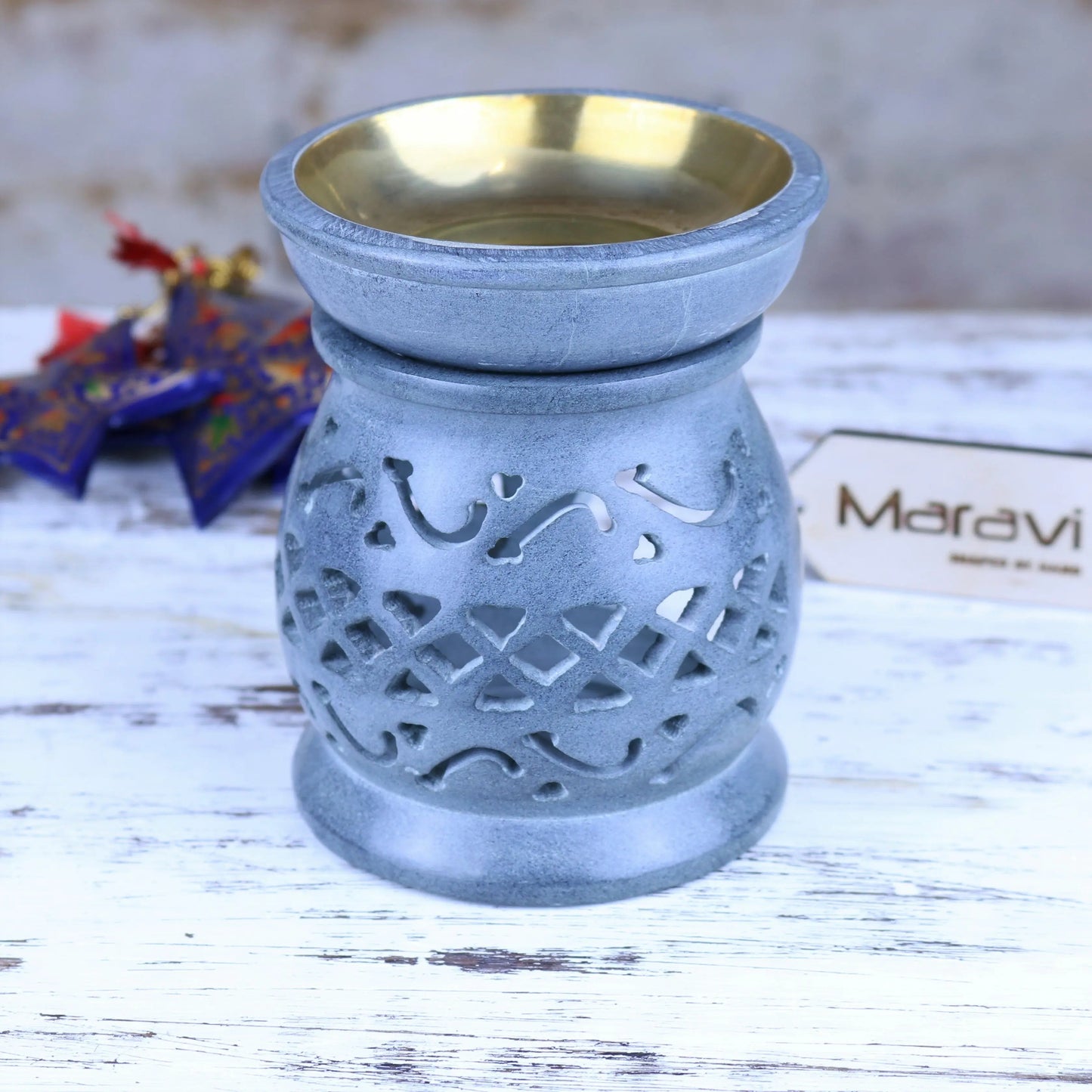 Nokari Grey Carved Oil Burner