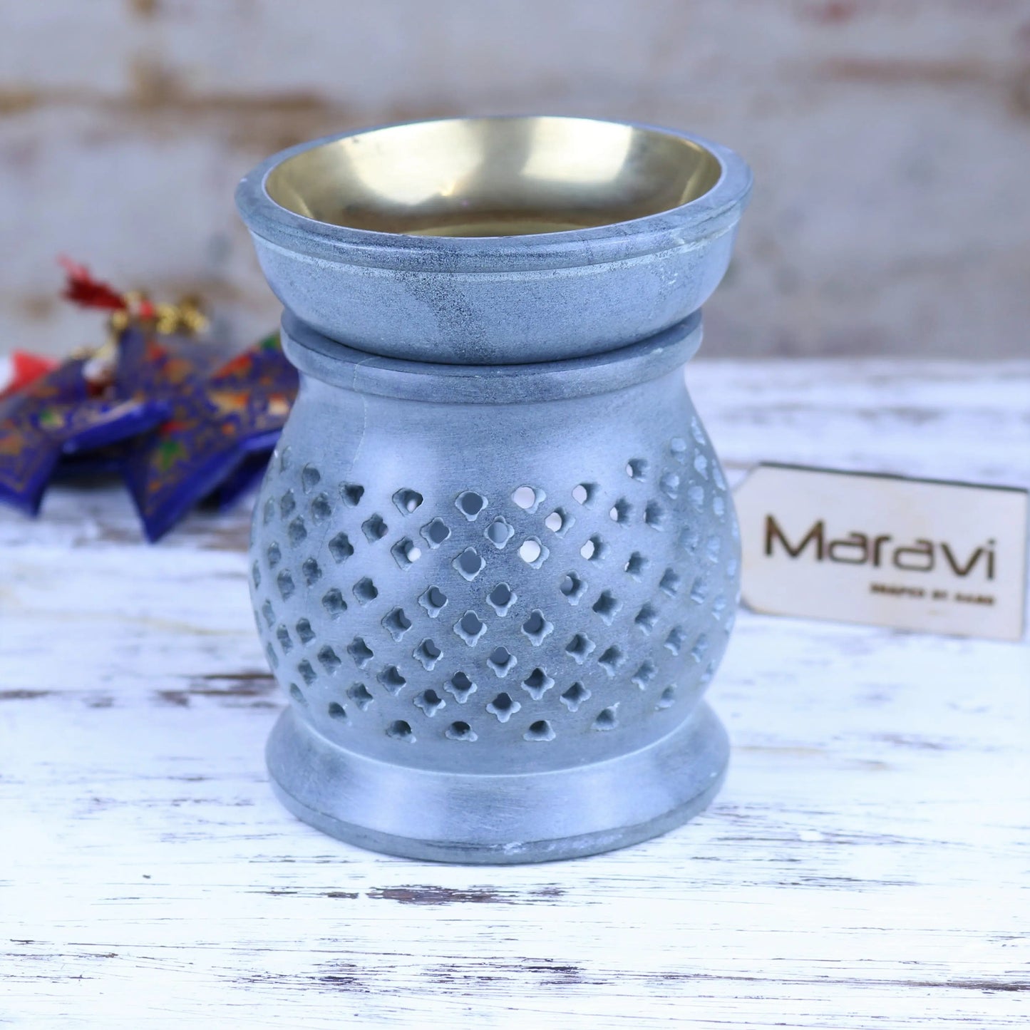 Nokari Grey Carved Oil Burner