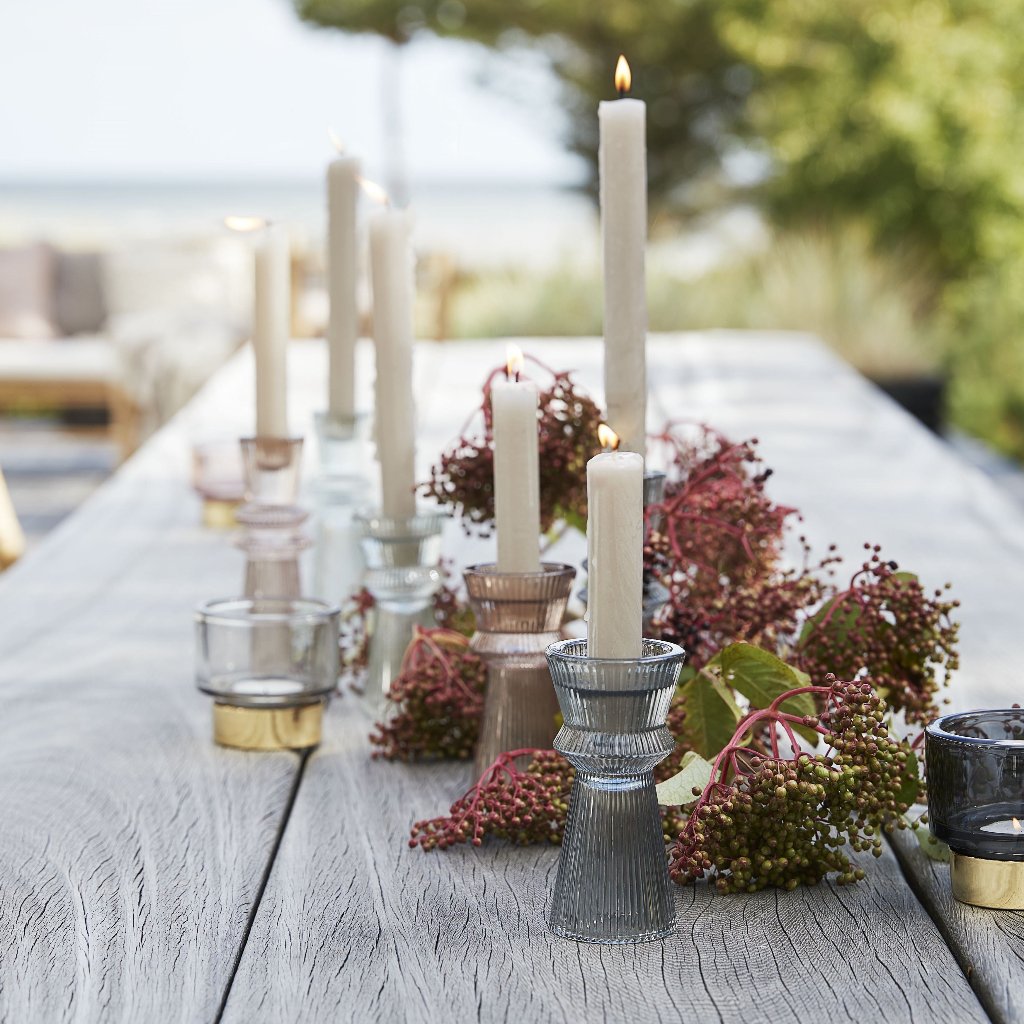 Fluted Glass Candle Stick