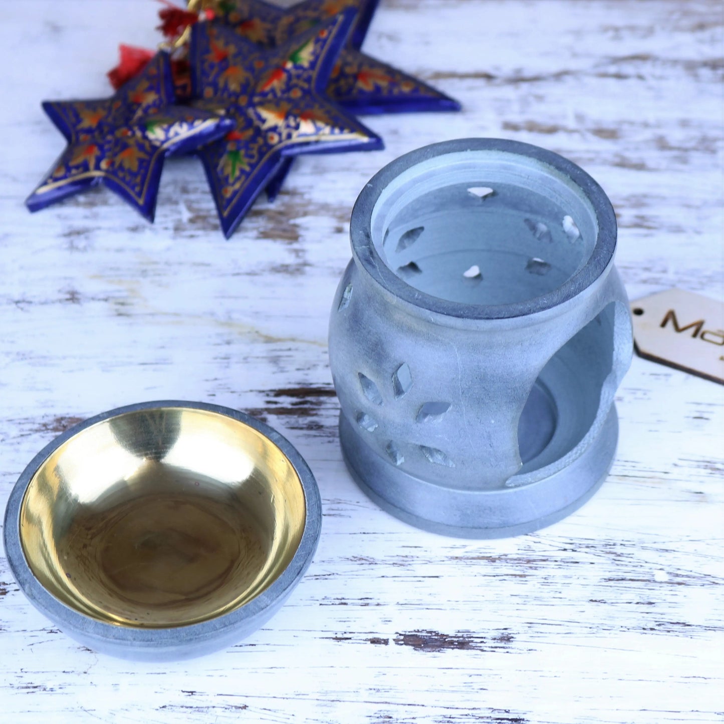 Nokari Grey Carved Oil Burner