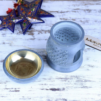 Nokari Grey Carved Oil Burner