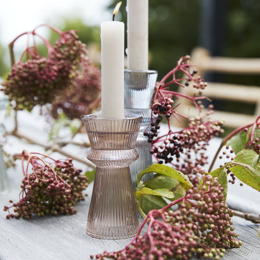 Fluted Glass Candle Stick